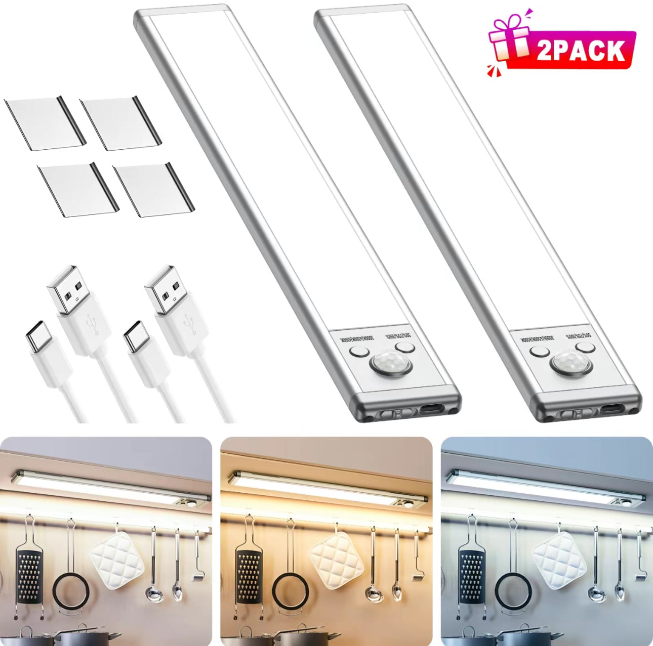 GlowTrack Motion Sensor LED Light – USB-C Rechargeable, Dimmable