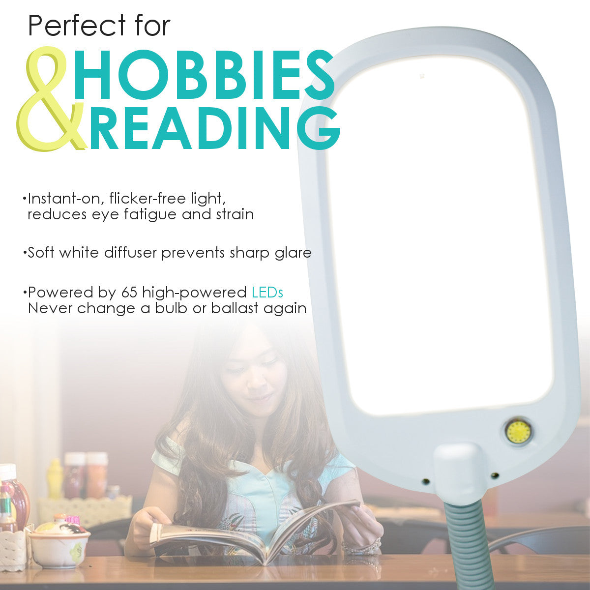 Bright Reader 26" Full Spectrum LED Desk Lamp – Natural Daylight, Grey