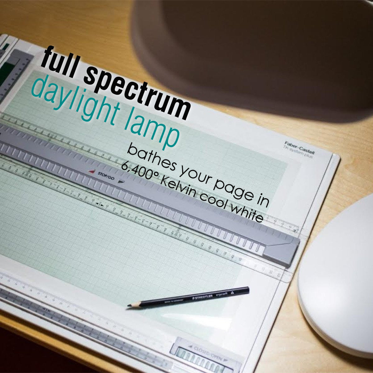 Bright Reader 26" Full Spectrum LED Desk Lamp – Natural Daylight, Grey
