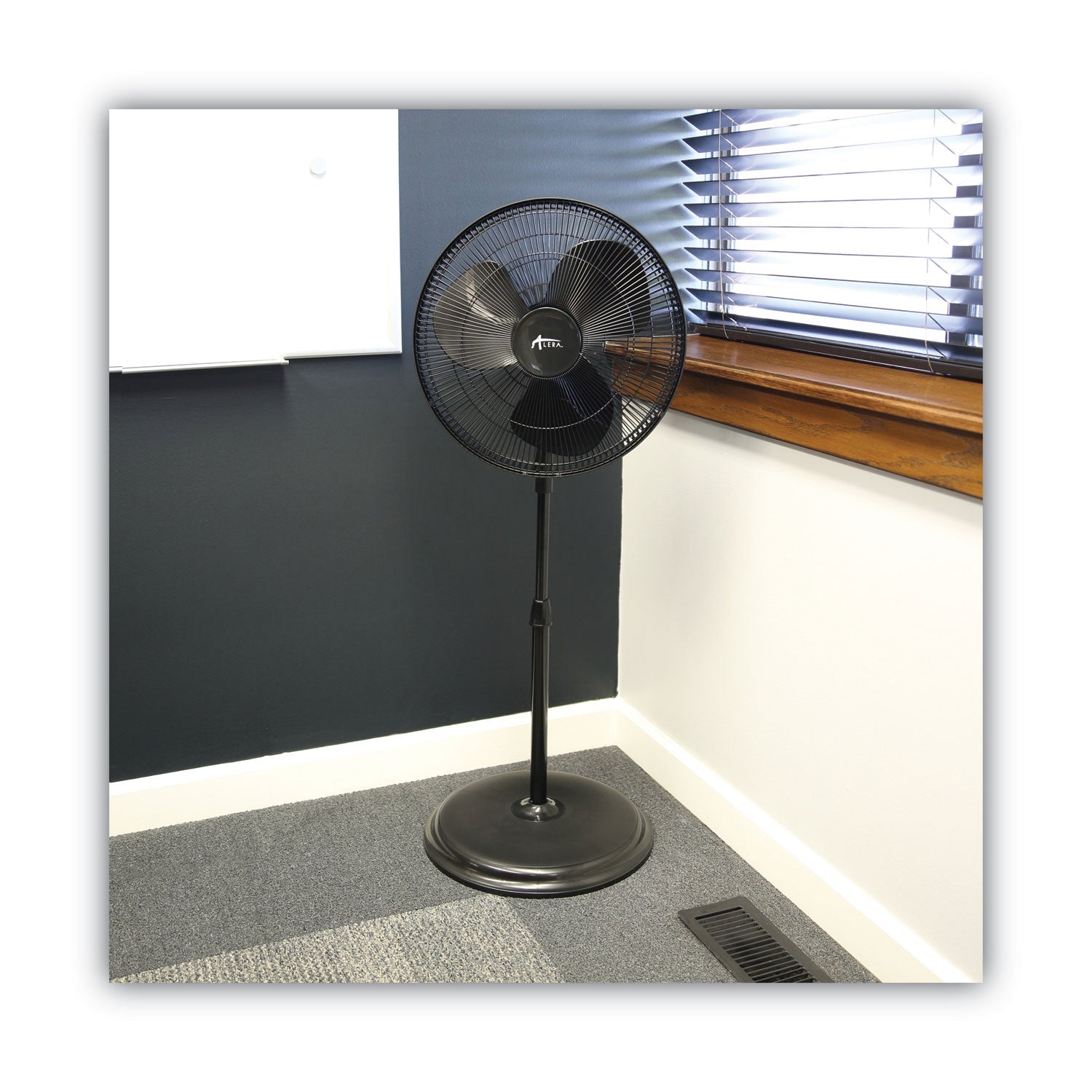 Alera 16" 3-Speed Oscillating Pedestal Fan – Adjustable Height, Portable