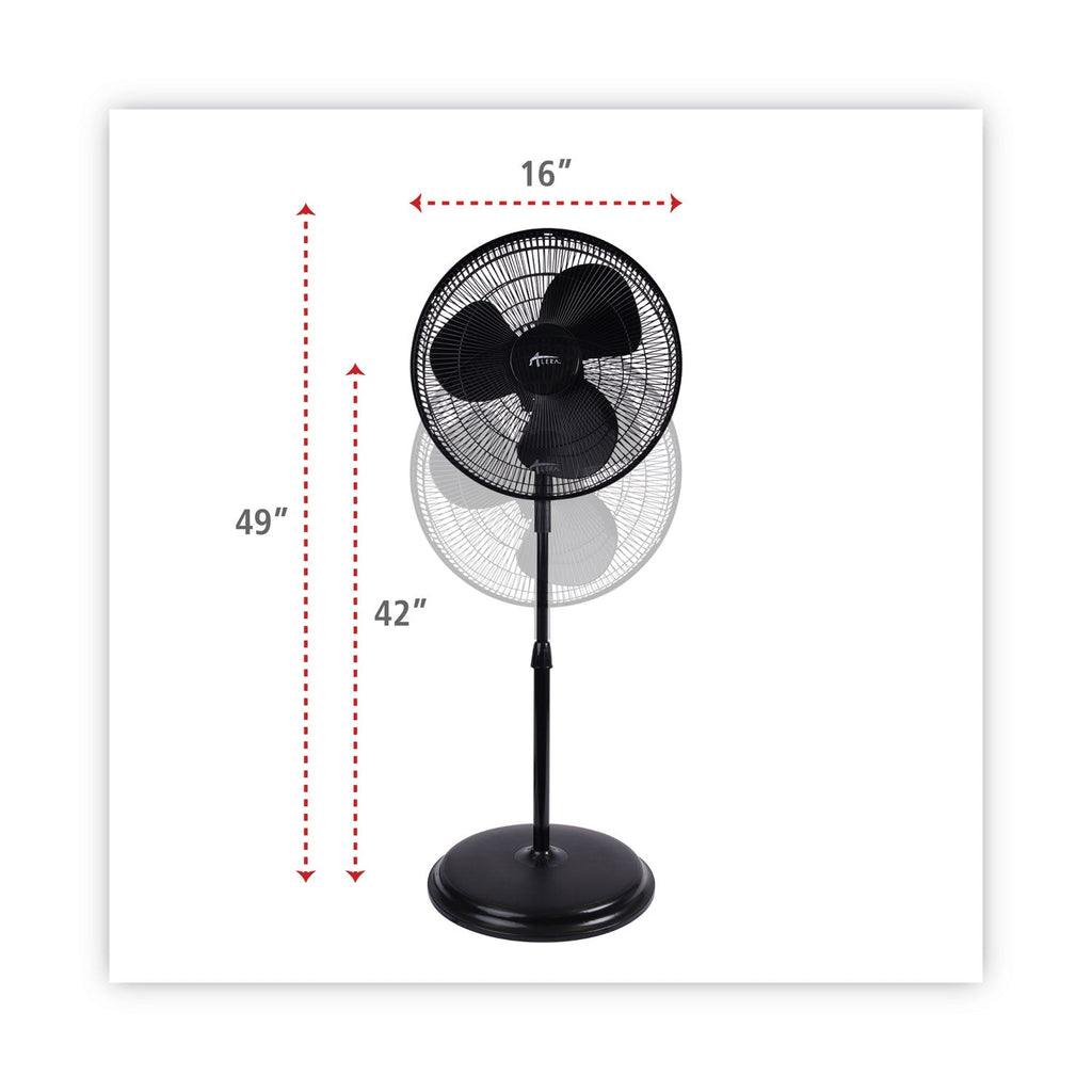 Alera 16" 3-Speed Oscillating Pedestal Fan – Adjustable Height, Portable