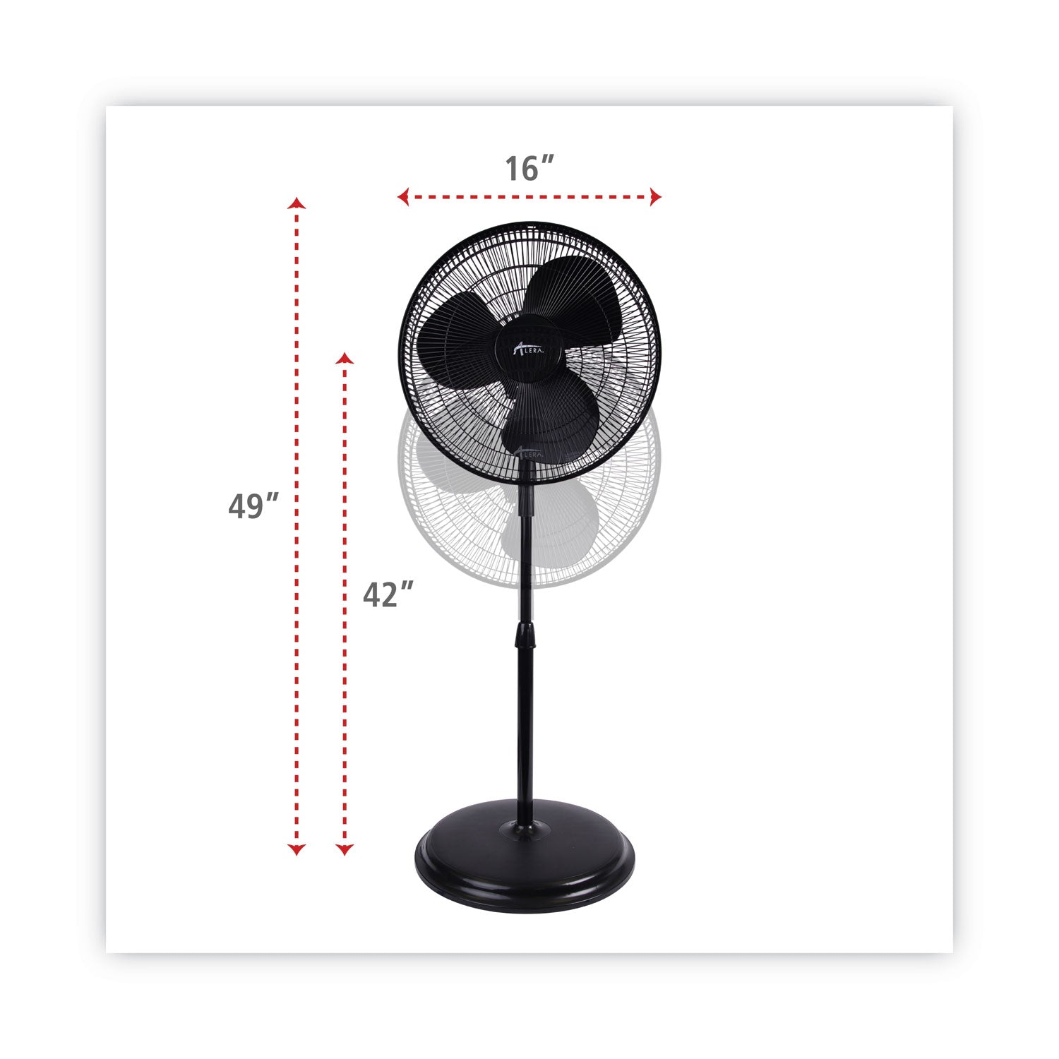 Alera 16" 3-Speed Oscillating Pedestal Fan – Adjustable Height, Portable