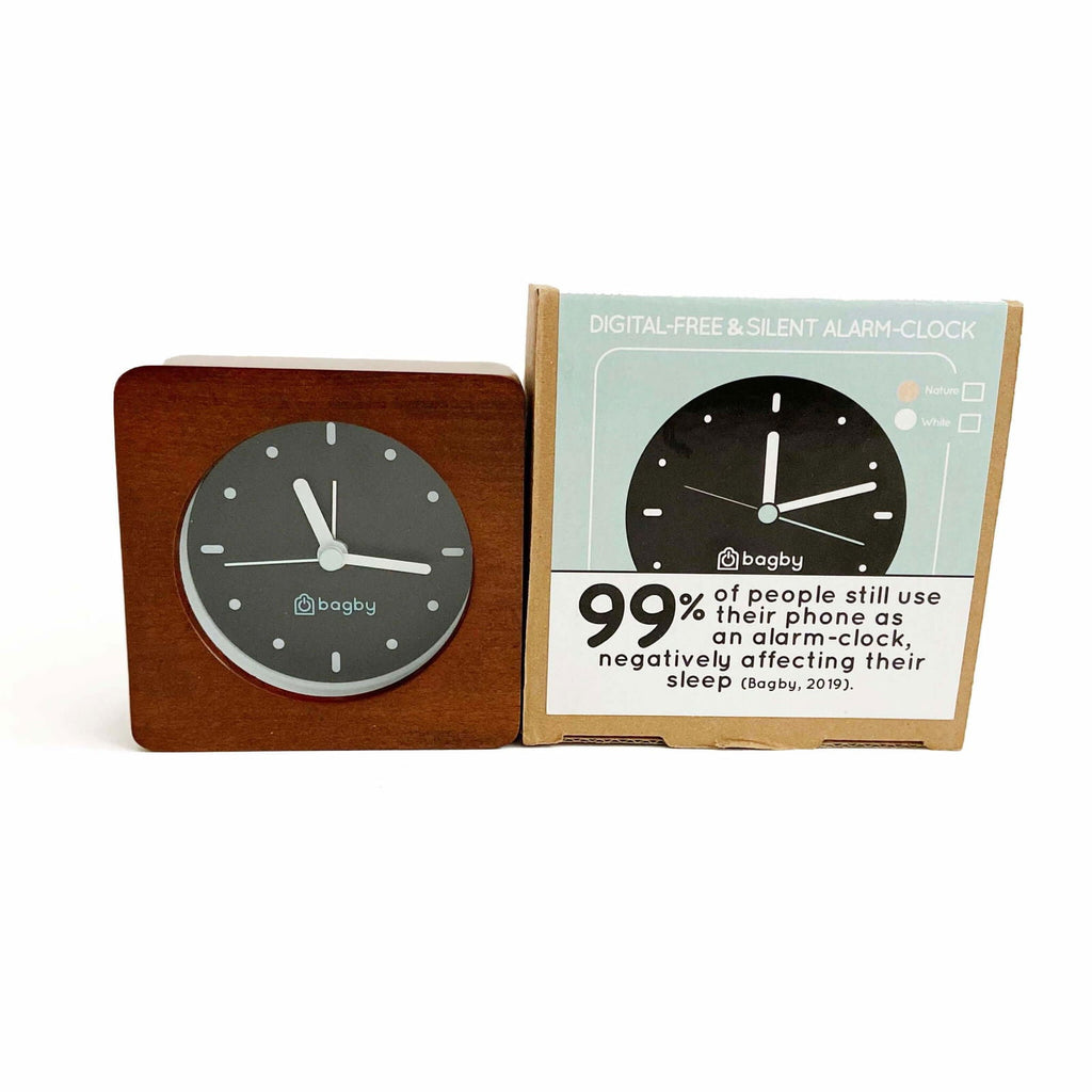 Bagby Minimalist Silent Alarm Clock – Wooden Analog, Gentle Wake-Up