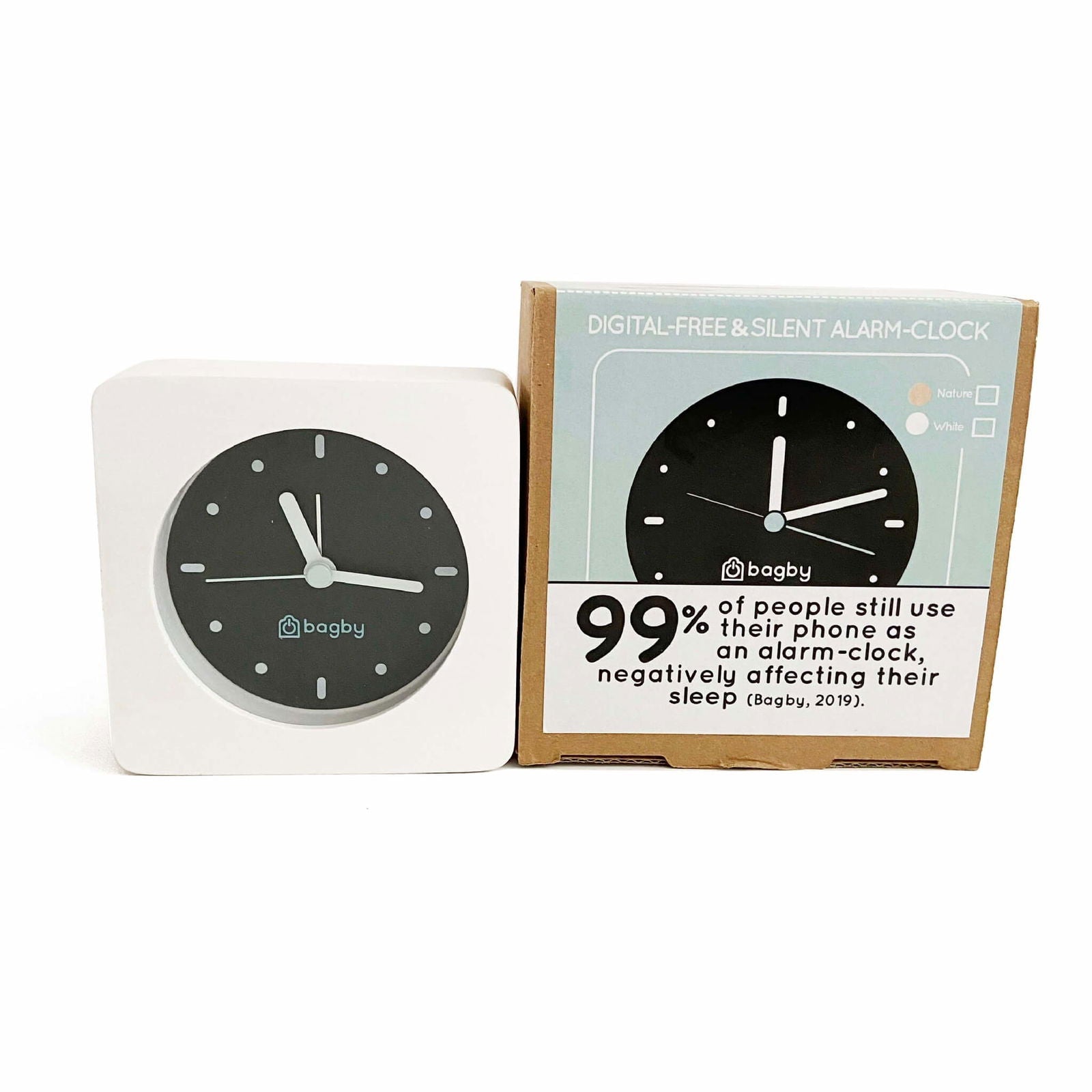Bagby Minimalist Silent Alarm Clock – Wooden Analog, Gentle Wake-Up
