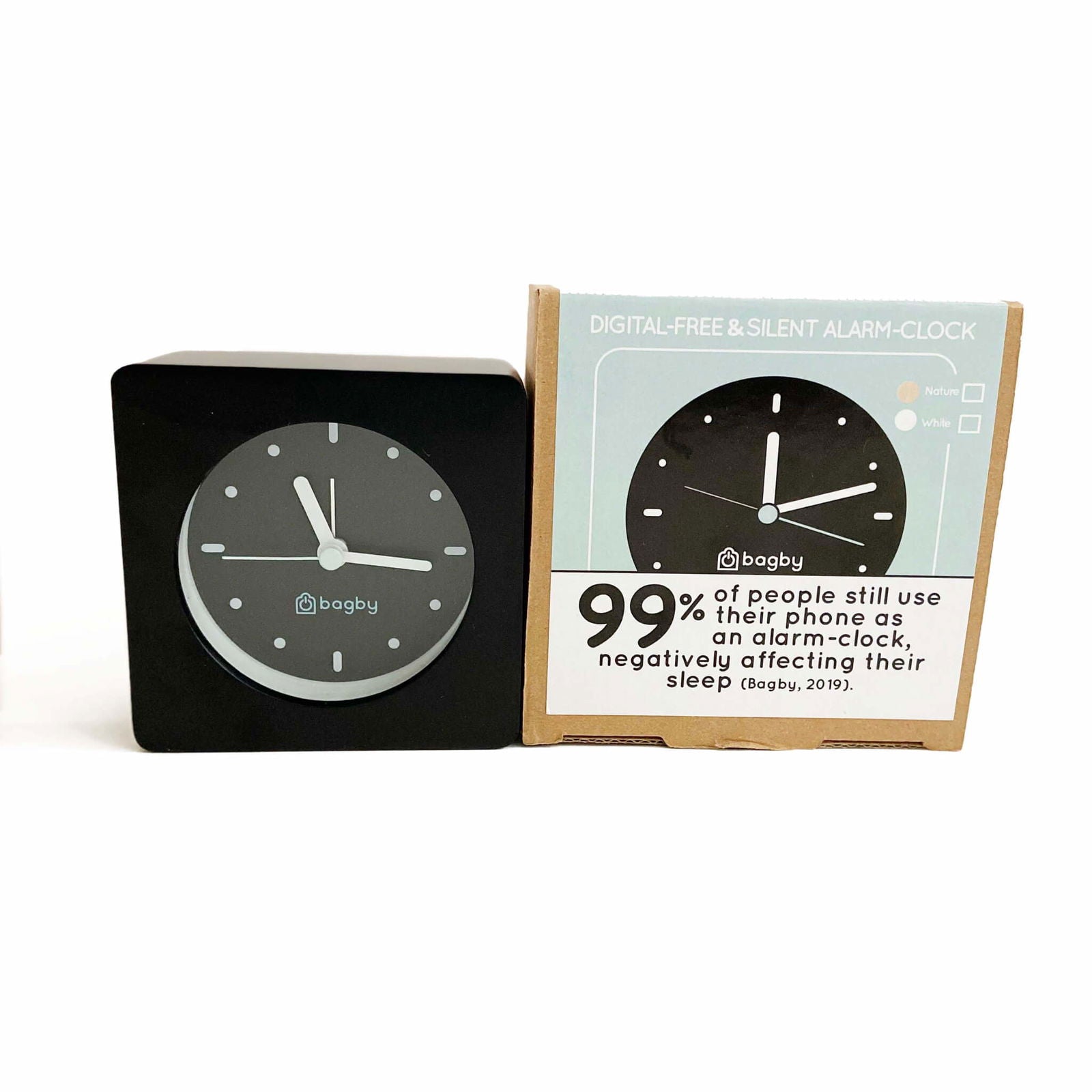 Bagby Minimalist Silent Alarm Clock – Wooden Analog, Gentle Wake-Up