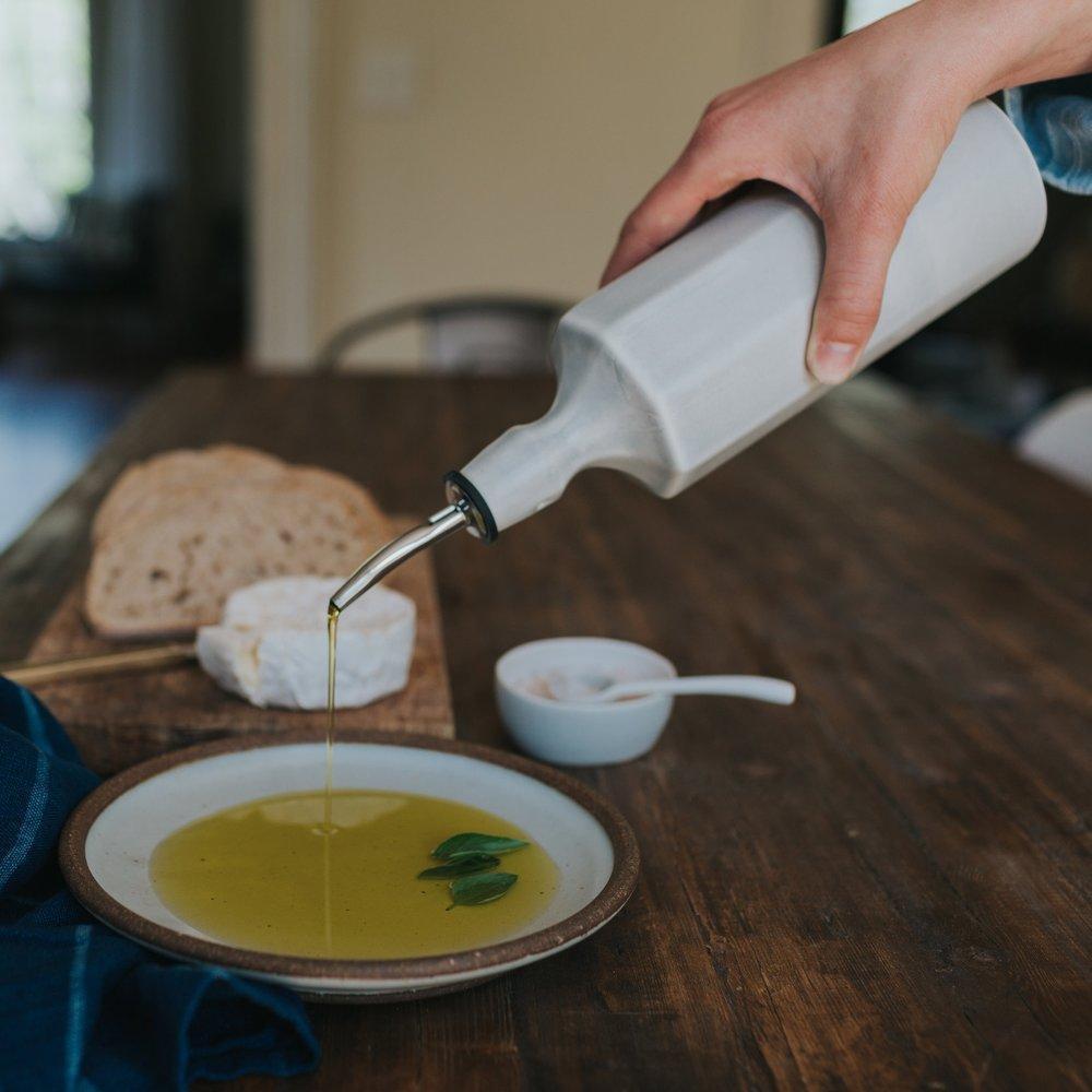Elixir Porcelain Olive Oil Dispenser – Handmade Ceramic Kitchen Bottle